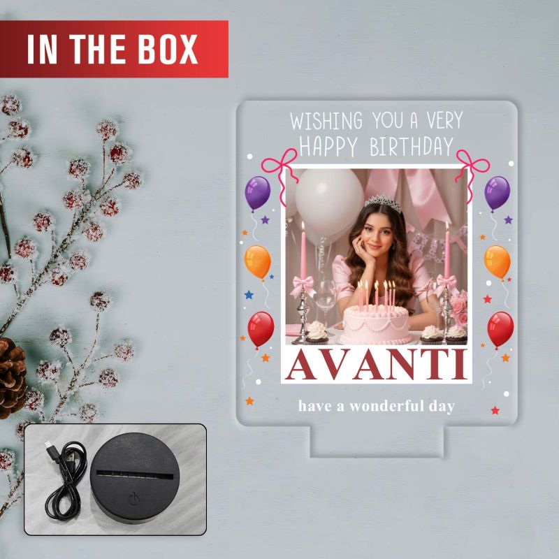 Personalized Birthday UV Print 7-Color LED Lamp – Custom Photo & Name Acrylic Light